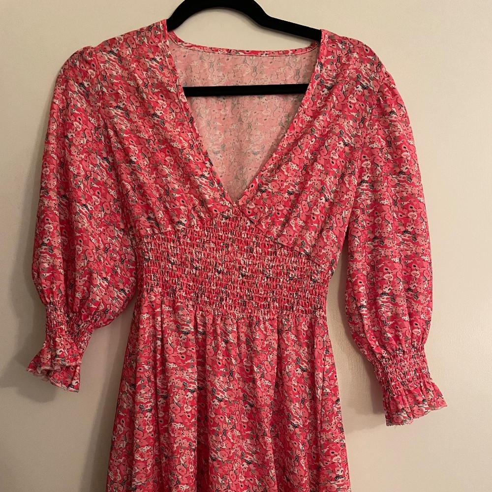 Bright pink floral dress